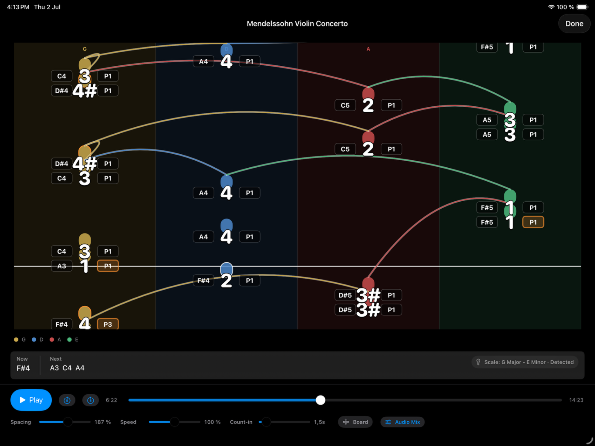 StringFlow player in dark appearance