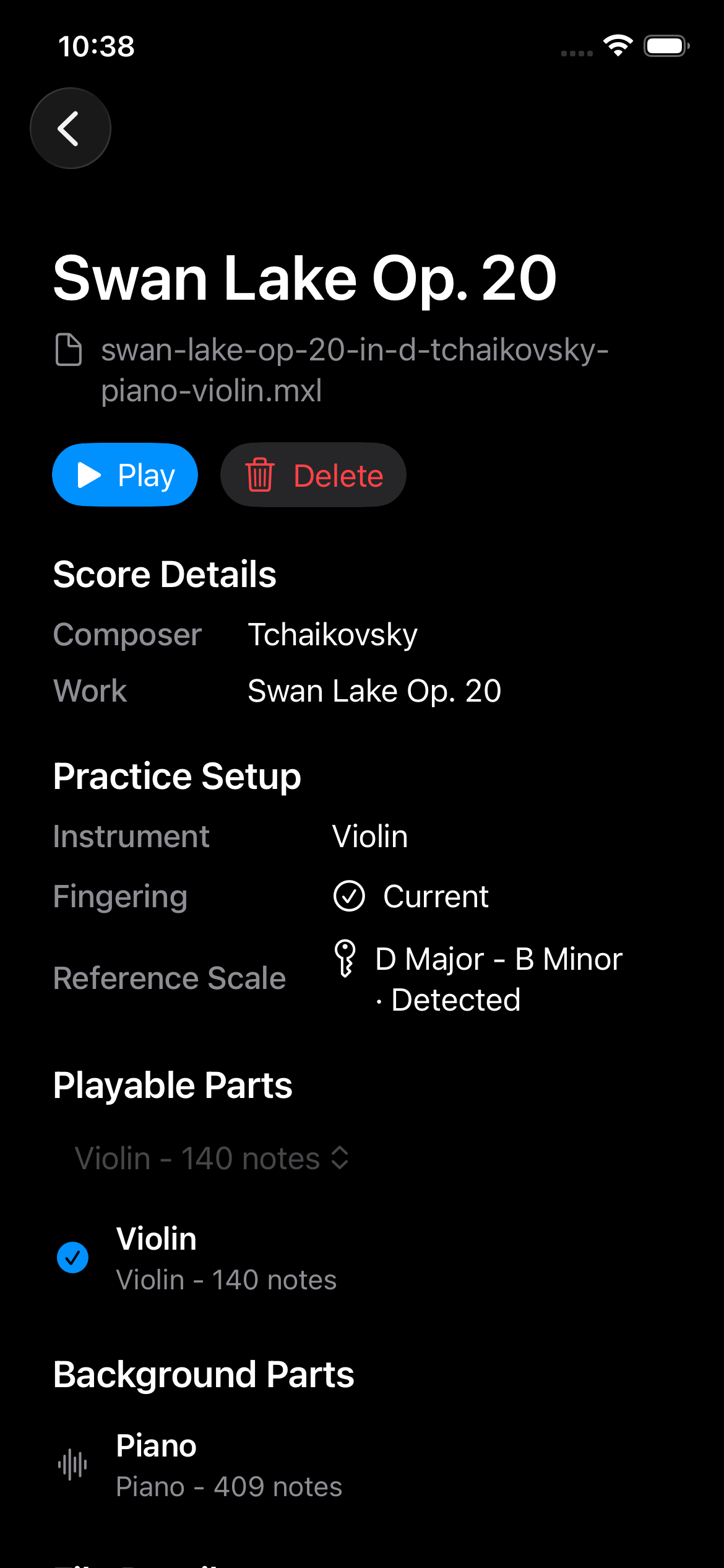 StringFlow song details on iPhone